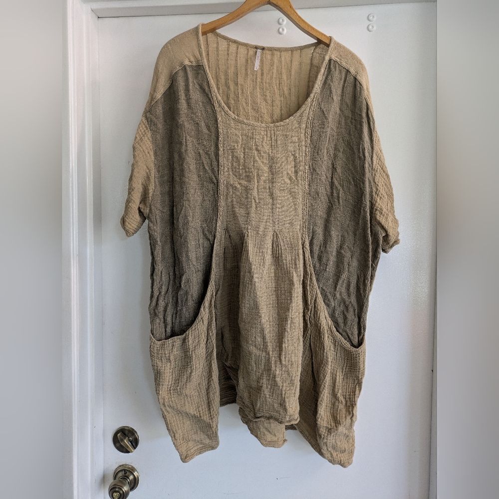 Free people oversized flowy colorblock shirt